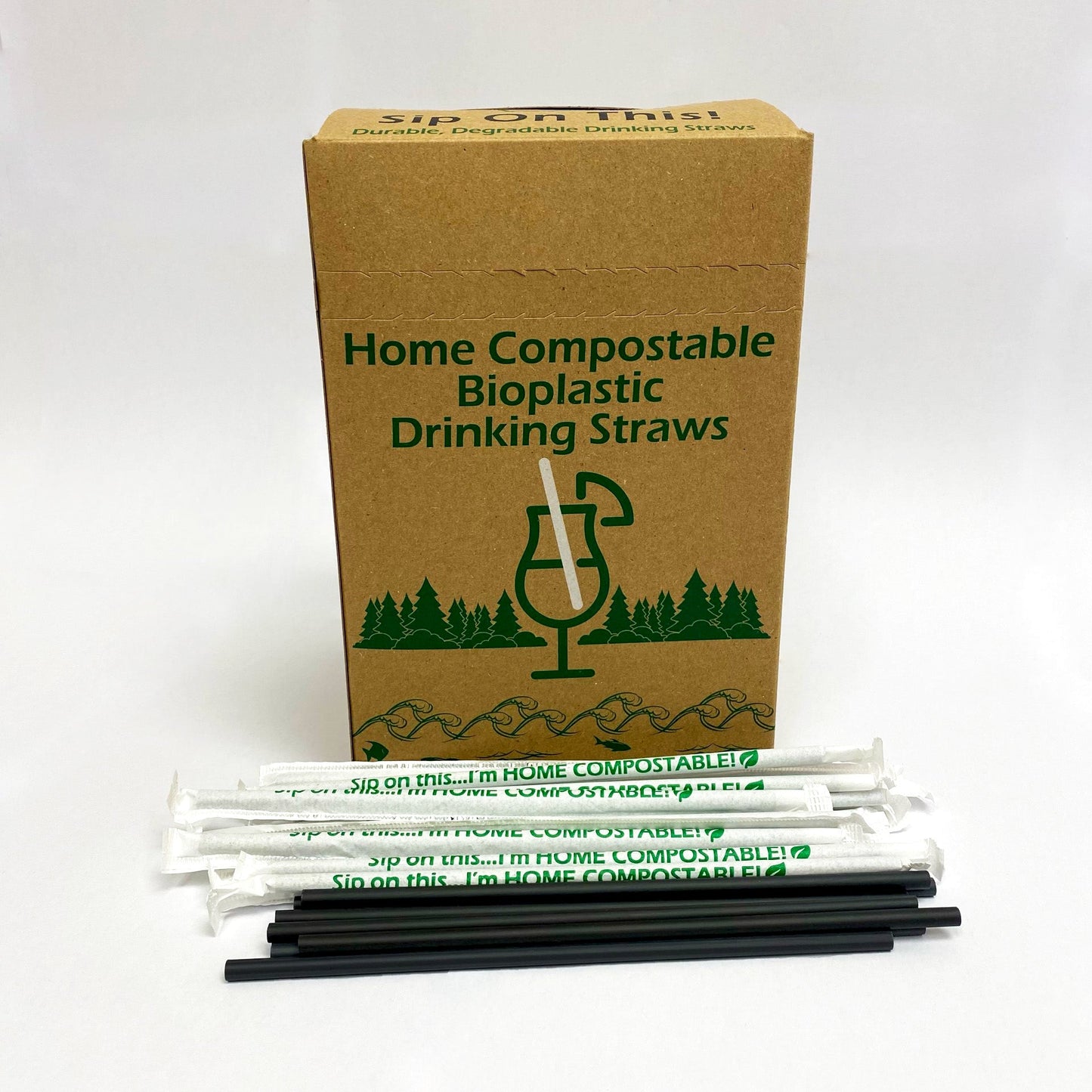 BLACK 7.75" x 5.5mm Compostable Drinking Straw (2800-count)