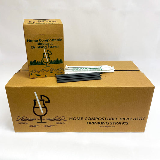 Black 7.75 inch 5.5mm compostable drinking straws master and inner case

