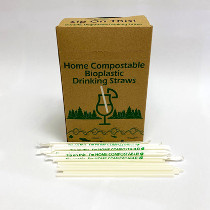 7.75 inch 5.5mm white home compostable straws with inner and case
