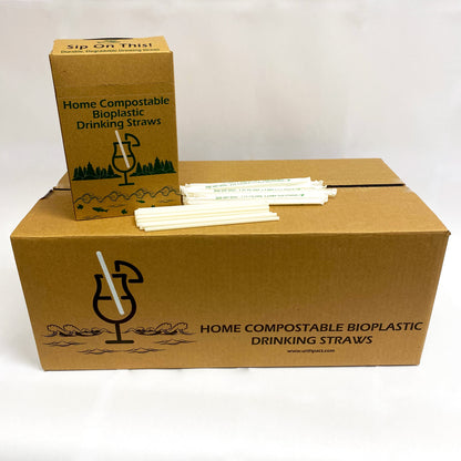7.75 inch 5.5mm white home compostable straws with inner and master case

