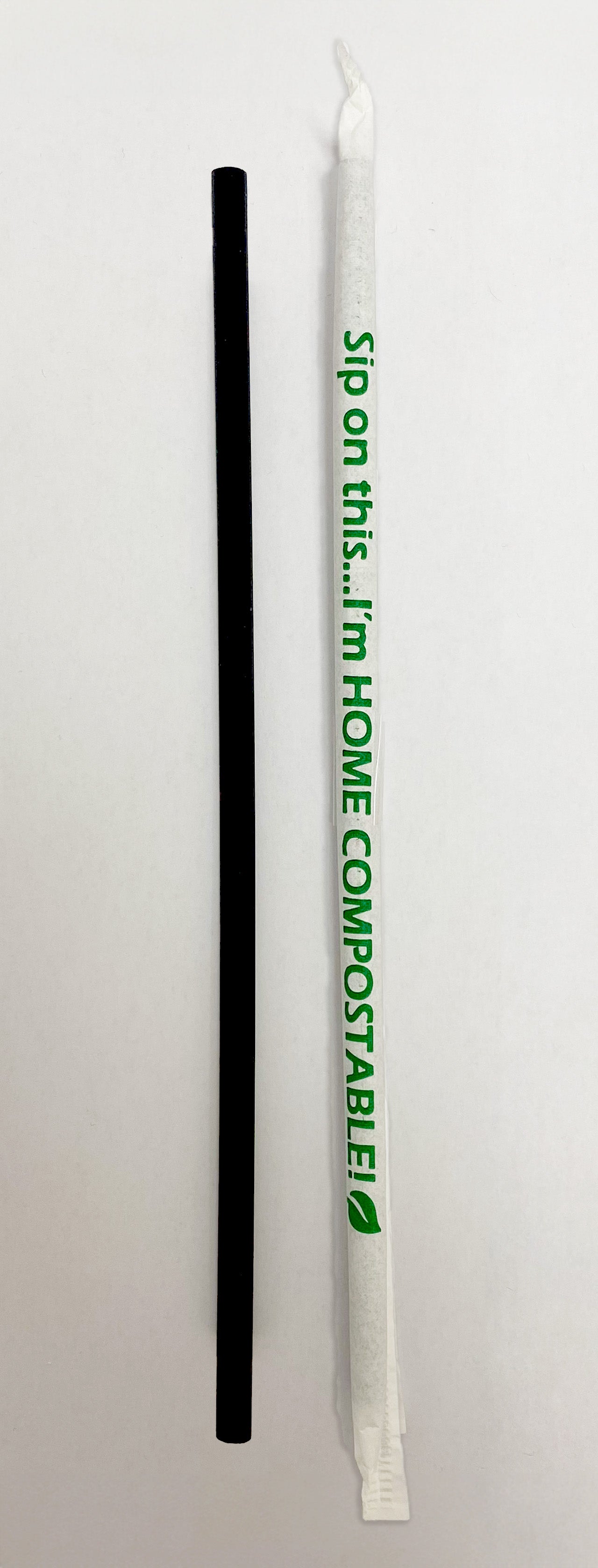 BLACK 10" x 7mm Compostable Drinking Straw (2400-count)