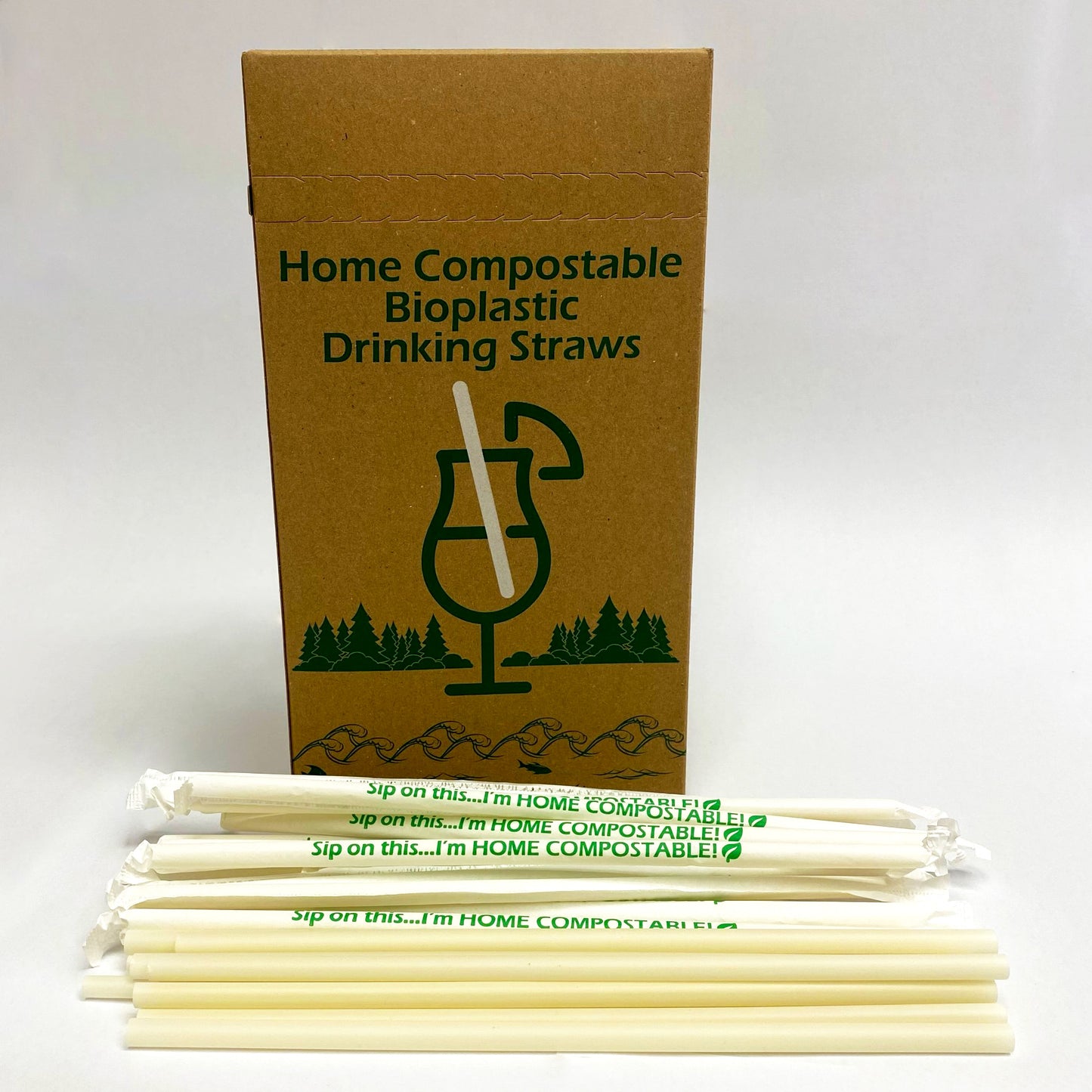 NATURAL WHITE 10" x 7mm Compostable Drinking Straw (2400-count)