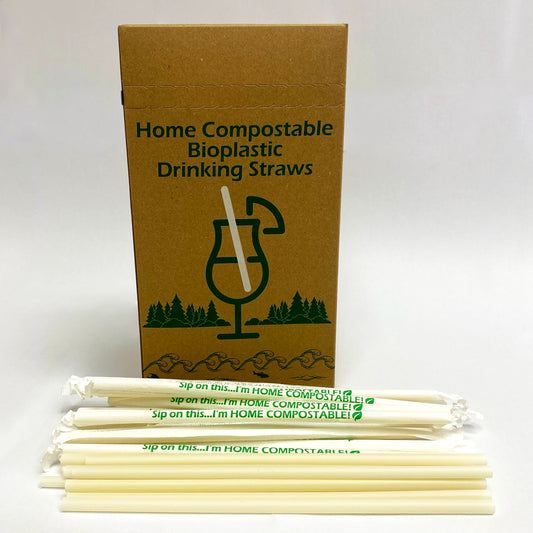 10" 7mm white home compostable straws inner case

