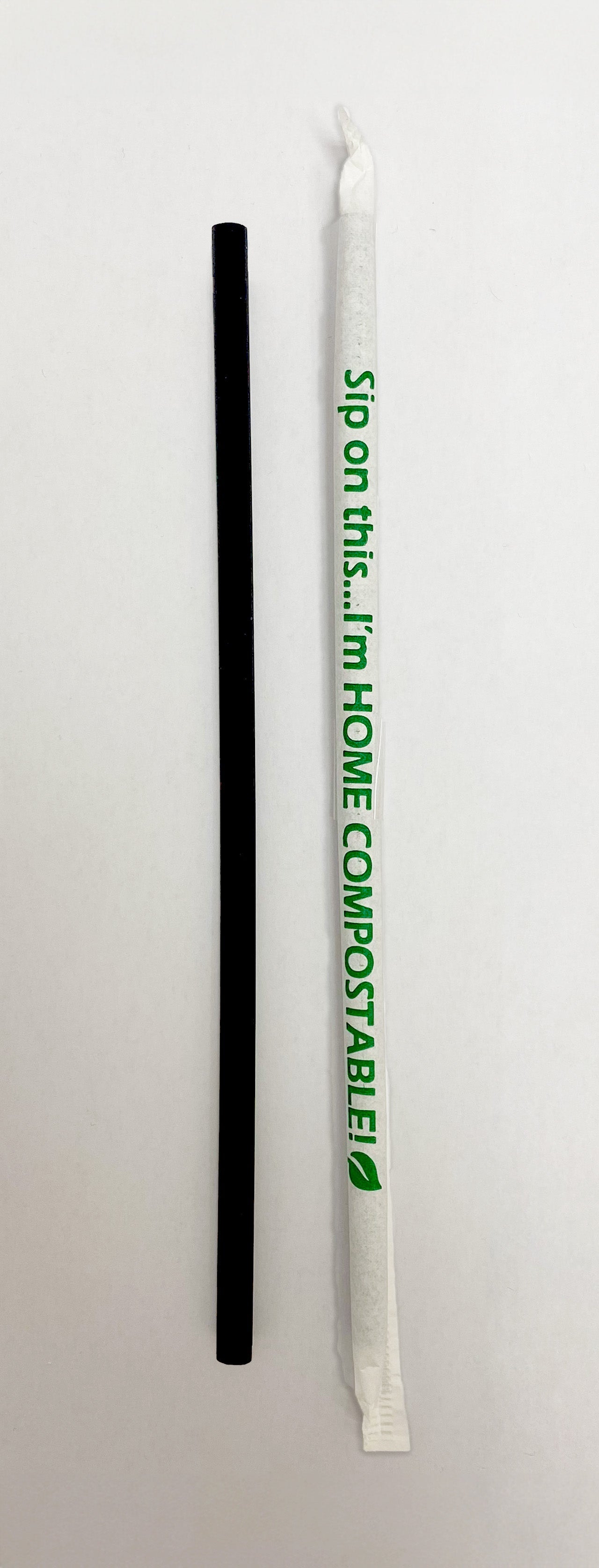 BLACK 7.75" x 7mm Compostable Drinking Straw (2400-count)