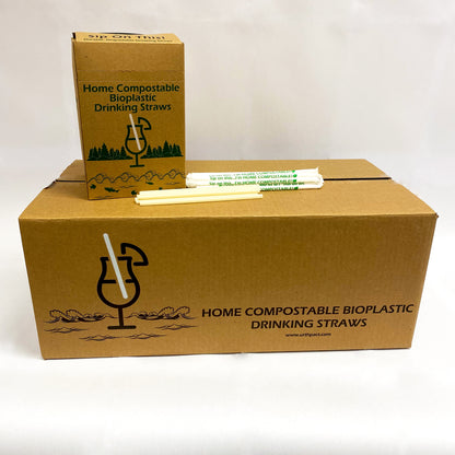7.75 inch 7mm white home compostable straws with inner and master case

